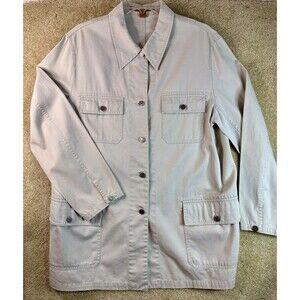 Vintage Anne Klein Denim Khaki Unlined Chore Barn Coat 100% Cotton Large Trendy
